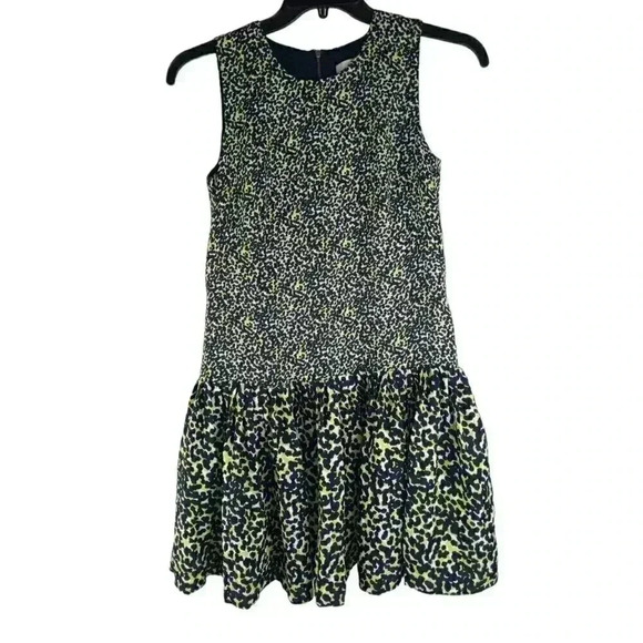 LOFT Womens Dress  Fit & Flare Sleeveless Round Neck Animal Print Zip Up 2 - Picture 1 of 11